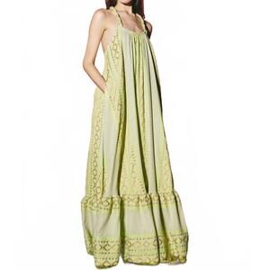 NEW LACE spaghetti strap maxi dress in pistachio